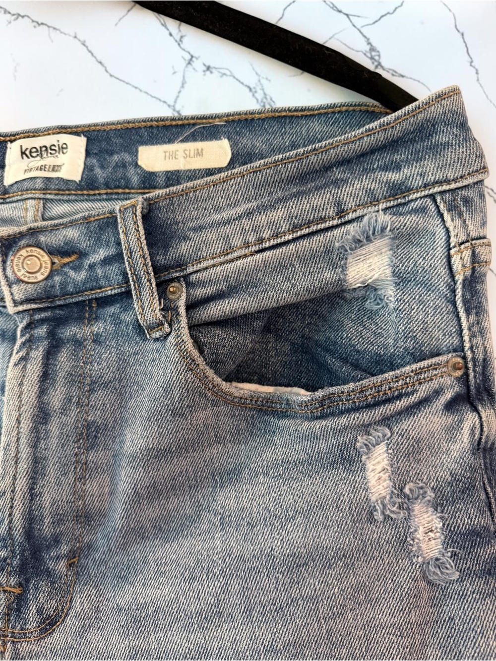 Kensie Women's Grey Distressed Boyfriend Jeans - Picture 4 of 10